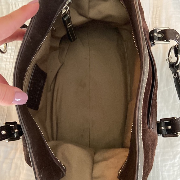 Coach Brown Suede and Leather Handbag/Tote - Picture 10 of 11